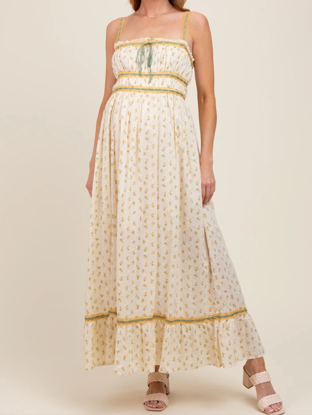 Pink Blush yellow floral maxi dress, maternity